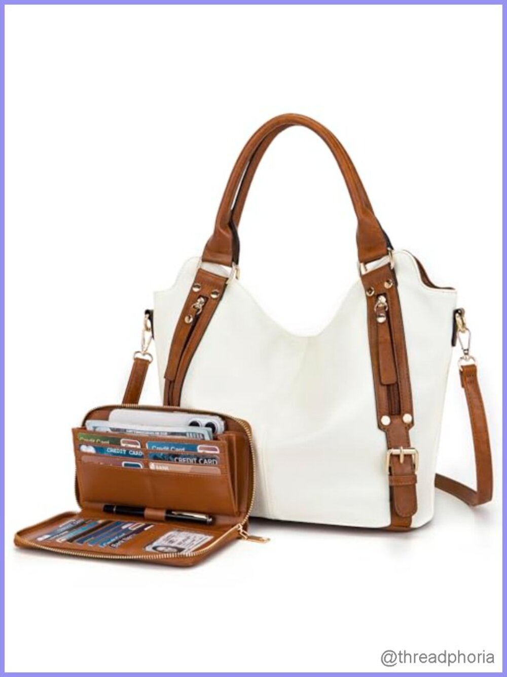 Women's Large Hobo Crossbody Bag & Wallet Set 2pc Vegan Leather Purse